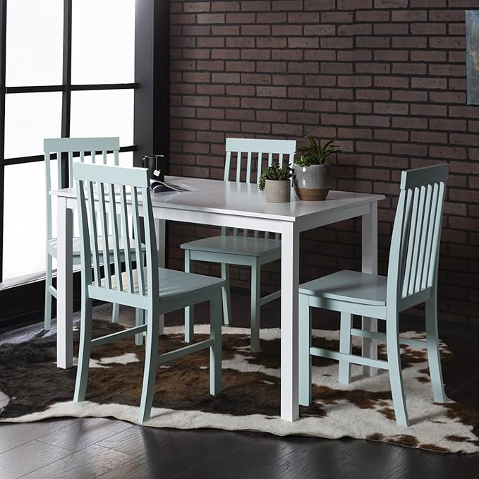 Walker Edison Modern Color Dining Room Table and Chair Set Small Space Living Kitchen, Dining Set, 48 Inch, 4 Person, White and Sage Green - LeafyLoom
