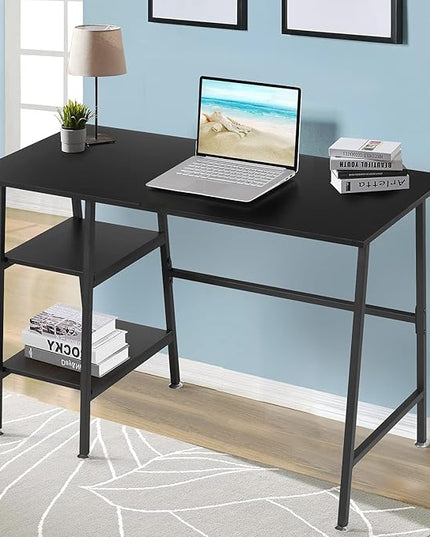 VECELO 43 Inch Computer Modern Student Writing home-office, Ladder Desk, Black - LeafyLoom