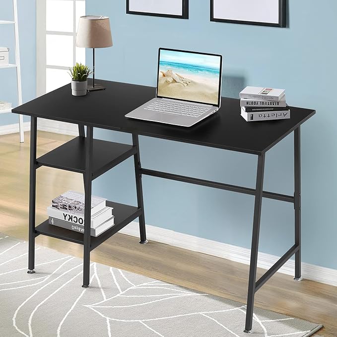 VECELO 43 Inch Computer Modern Student Writing home-office, Ladder Desk, Black - LeafyLoom