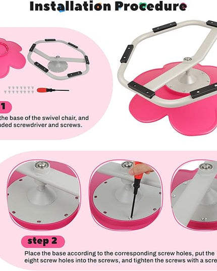 Sensory Toys Kids Swivel Chair, Autism Kids Swivel Chair, Petal Sit and Spin Seat Balance Chair Indoor for Child Age 3+, Regulating Toddler’s Body Balance, Metal Base Non-Slip Rose Red - LeafyLoom