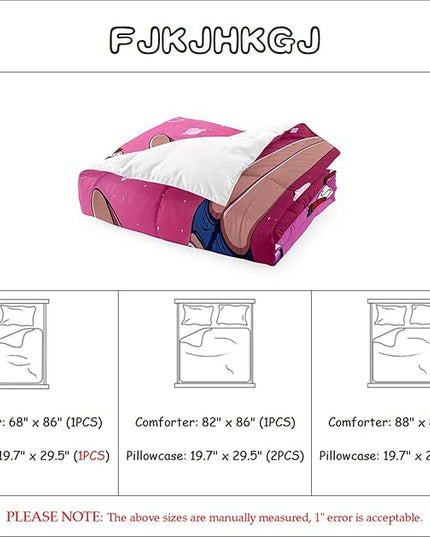 Black Girl Comforter Set, Black Girl Magic Comforter Set Queen Bed Bedding Sets Cute Teenage Girl Bedding Pink African American Pattern Soft Microfiber 3 Piece Quilt Set, 1 Comforter + 2 Pillowcase - LeafyLoom