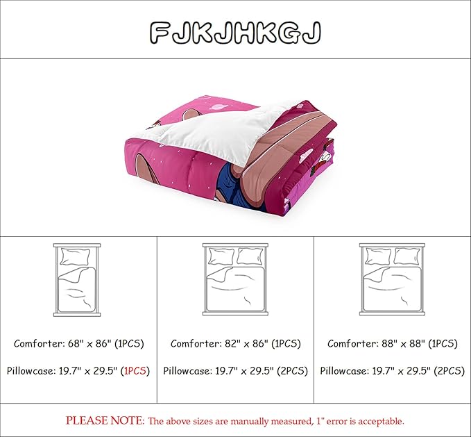 Black Girl Full Size Comforter Set for Girls Bedroom Decor African American Girl Bedding Set Pink Full Quilt Set with 2 Pillowcases Black Girl Magic Comforter Set Gifts for Black Women Girls - LeafyLoom