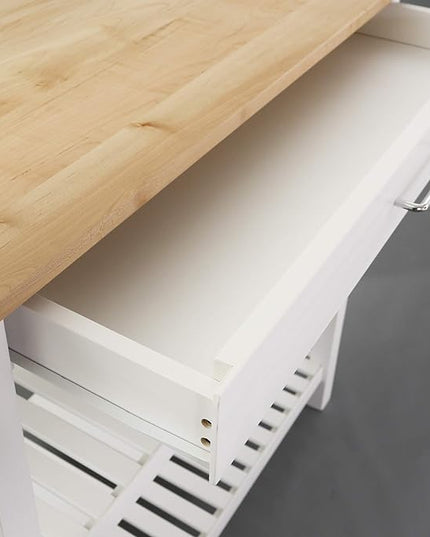 Casual Home Solid Hardwood Top, Natural/White, 40" W (373-91) Kitchen Island, Natural&White - LeafyLoom