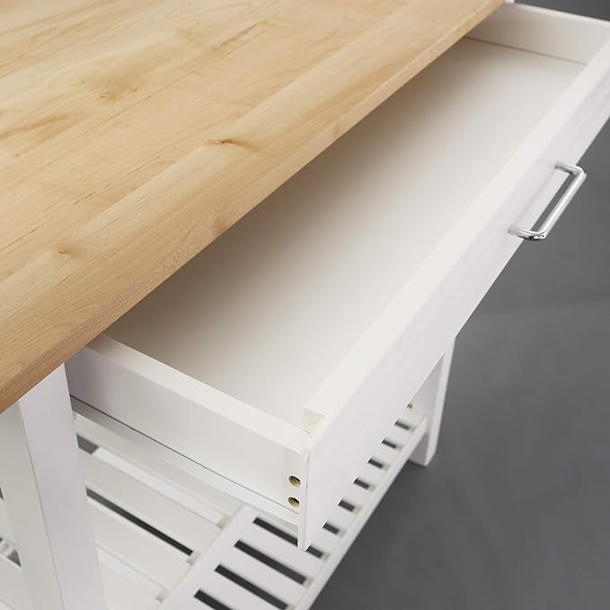 Casual Home Solid Hardwood Top, Natural/White, 40" W (373-91) Kitchen Island, Natural&White - LeafyLoom