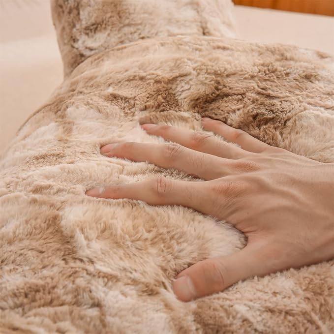 A Nice Night Faux Fur Reading Pillow Bed Wedge Large Adult Children Backrest with Arms Back Support for Sitting Up in Bed/Couch for Bedrest, Tie dyed Khaki - LeafyLoom