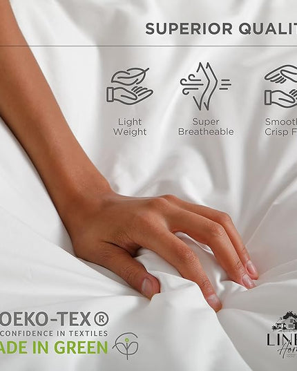 100% Cotton Percale Sheets Twin XL Size, Charcoal, Deep Pocket, 4 Pieces Sheet Set - 1 Flat, 1 Deep Pocket Fitted Sheet and 2 Pillowcases, Crisp Cool and Strong Bed Linen - LeafyLoom