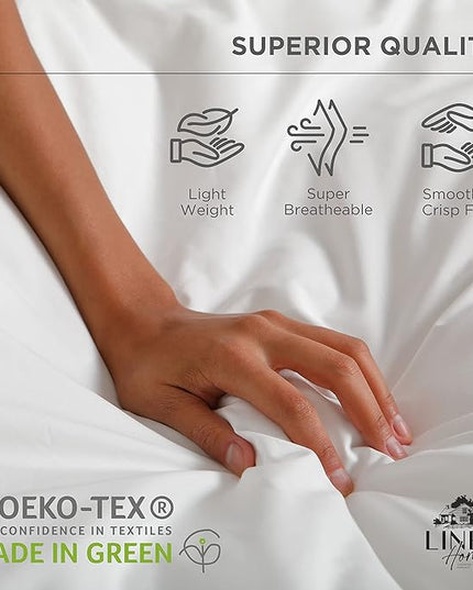 100% Cotton Percale Sheets California King Size, Charcoal, Deep Pocket, 4 Pieces Sheet Set - 1 Flat, 1 Deep Pocket Fitted Sheet and 2 Pillowcases, Crisp Cool and Strong Bed Linen - LeafyLoom