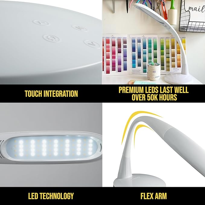 Stella Two Premium 11W LED Desk Task Lamp, Dimmable, Custom Color Temperature, Adjustable, and Remote Controlled Modern Desk Lamp for Living Room, Bedroom, and Office Lighting - LeafyLoom