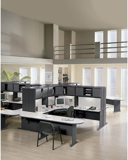 Bush Business Furniture Series A 48W Computer Desk in White Spectrum and Slate, Small Office Table for Home or Professional Workspace - LeafyLoom