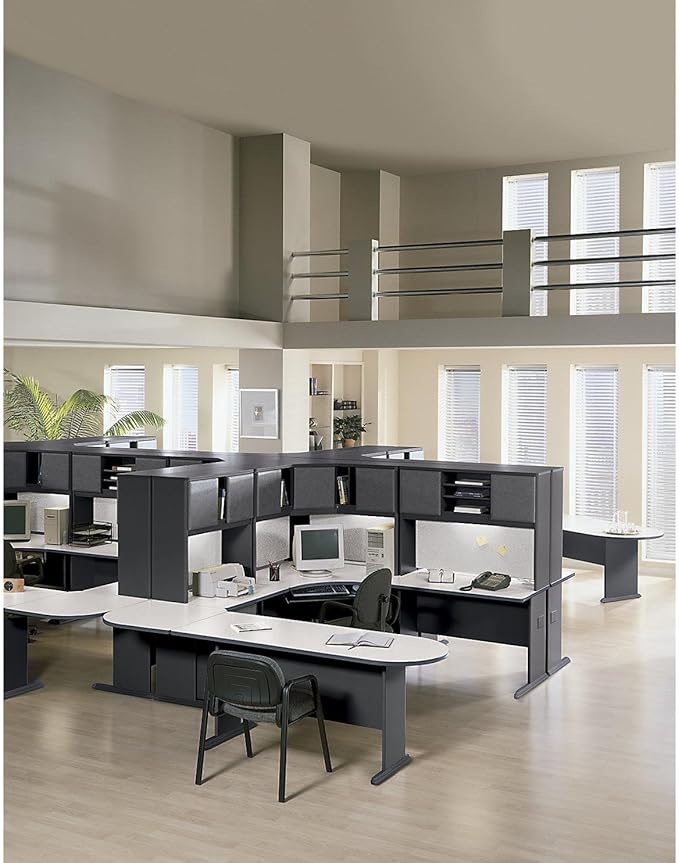 Bush Business Furniture Series A 48W Computer Desk in White Spectrum and Slate, Small Office Table for Home or Professional Workspace - LeafyLoom