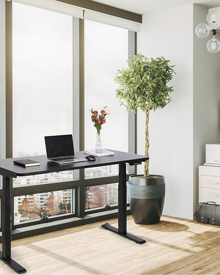 55“*27.5”Height Adjustable Electric Standing Desk with Storage Sit Stand Desk Computer Desk Home Office Desk Memory Controller by BOSCH Motor by BOSCH (Wood/Black Frame 55 * 27.5) - LeafyLoom