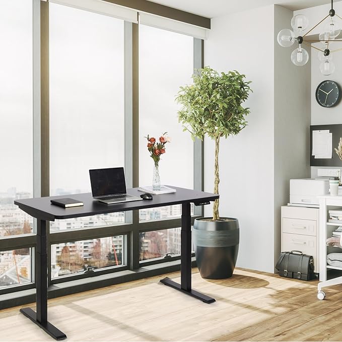 55“*27.5”Height Adjustable Electric Standing Desk with Storage Sit Stand Desk Computer Desk Home Office Desk Memory Controller by BOSCH Motor by BOSCH (Wood/Black Frame 55 * 27.5) - LeafyLoom
