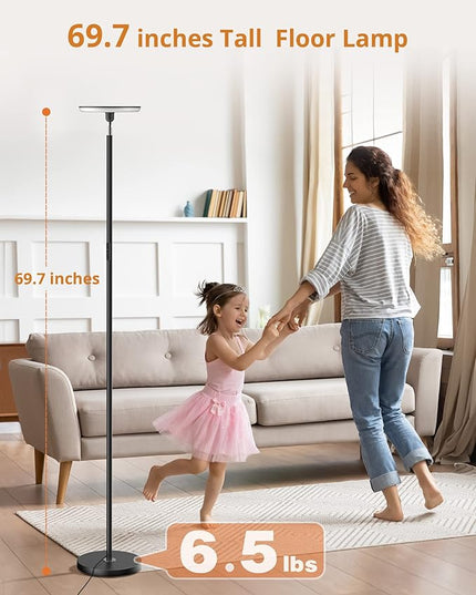 LEPOWER Bright Floor Lamp, LED Torchiere Floor Lamps for Living Room, 3500LM Standing Floor Lamp with 5 Color 5 Brightness, Tall Pole Light for Bedroom, Office White - LeafyLoom