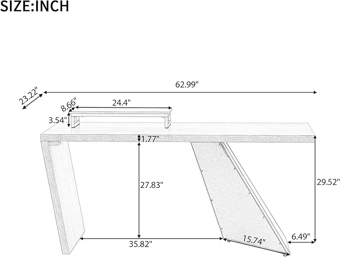 NicBex Laik-DW-00035-DX Desks, 62.99" W x 23.22" D x 29.52" H, Teak - LeafyLoom