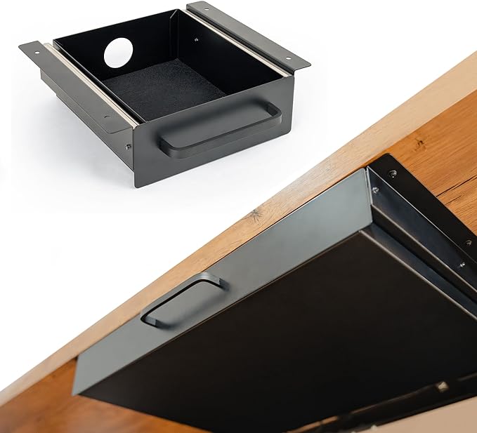 Under Desk Drawer For Desk, Standing Desk Drawer Attachment Under Desk Drawer Slide Out, Carbon Steel Office Drawers Under Desk Pull Out Undermount Drawer, Sliding Underdesk Drawer - 7.5 * 8 * 2.8 in - LeafyLoom