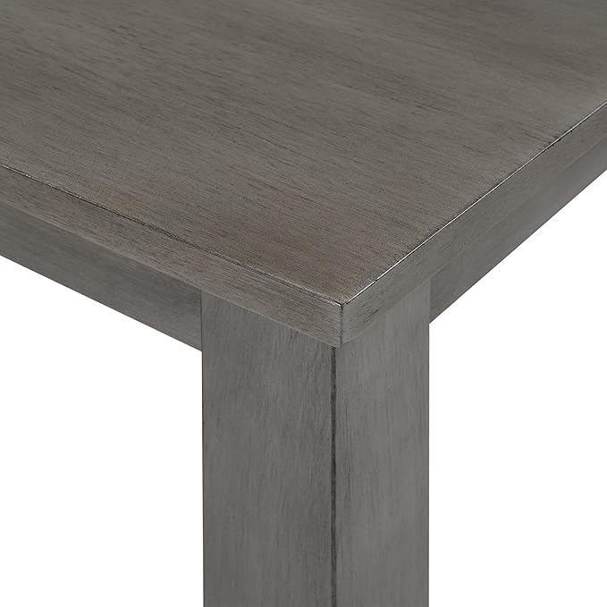 6-Piece Wood Rectangle Dining Table Set with Bench and 4 Cross Back Chairs for Kitchen Living Room, Farmhouse Rustic, Antique Graywash, 54" L x 36" W x 30" H - LeafyLoom