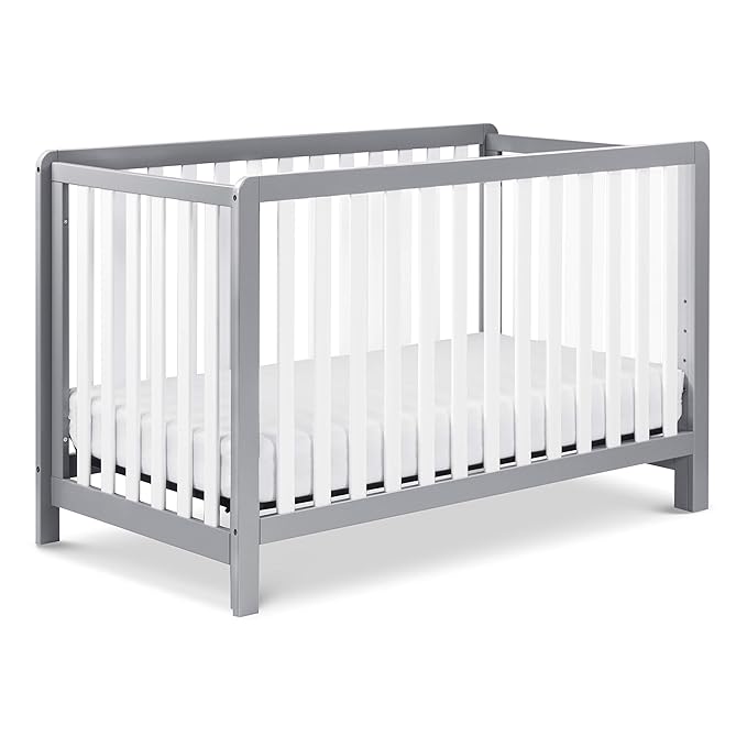 Carter's by DaVinci Colby 4-in-1 Low-Profile Convertible Crib in Grey and White, Greenguard Gold Certified - LeafyLoom