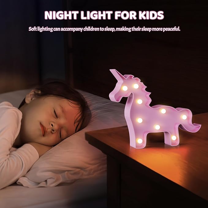Pink Unicorn Decor, Battery Powered Unicorn Night Light for Kids, Unicorn Party Decorations, Unicorn Birthday Decorations for Girls, Pink Room Decor, Pink Decor, Pink Wall Decor - LeafyLoom