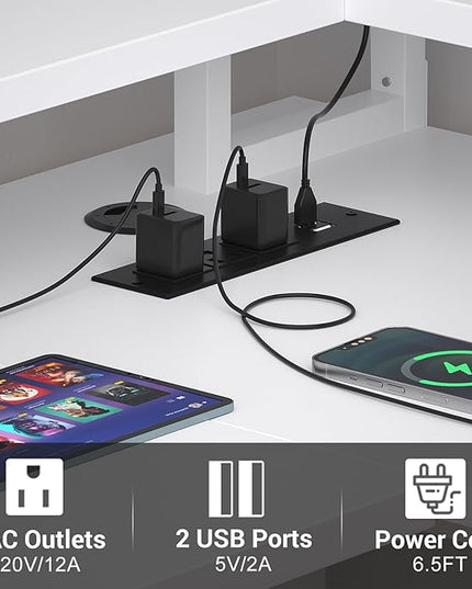 armocity L Shaped Computer Desk with Power Outlets, 40 Inch Small Gaming Desk L Shaped with LED Lights, Corner L Desk with Storage Shelves for Bedroom, Small Spaces, White - LeafyLoom