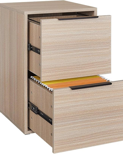2 Drawer Wood File Cabinet,Vertical Wooden Storage Filing Cabinet for A4 or Letter Size,Under Desk Storage Cabinet for Home Office,Beige - LeafyLoom