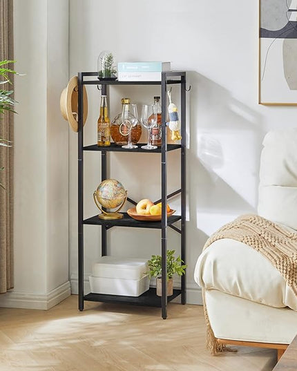YMYNY Bookcase, 4-Tier Narrow Ladder Bookshelf, Freestanding Shelving Unit, Multifunctional Storage Rack, for Home Office Living Room Bedroom Kitchen, Plant Stand, Black, 44 * 16.9 * 11.4" UHBC004B - LeafyLoom