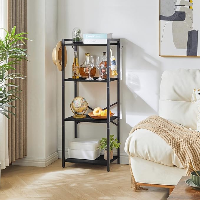 YMYNY Bookcase, 4-Tier Narrow Ladder Bookshelf, Freestanding Shelving Unit, Multifunctional Storage Rack, for Home Office Living Room Bedroom Kitchen, Plant Stand, Black, 44 * 16.9 * 11.4" UHBC004B - LeafyLoom