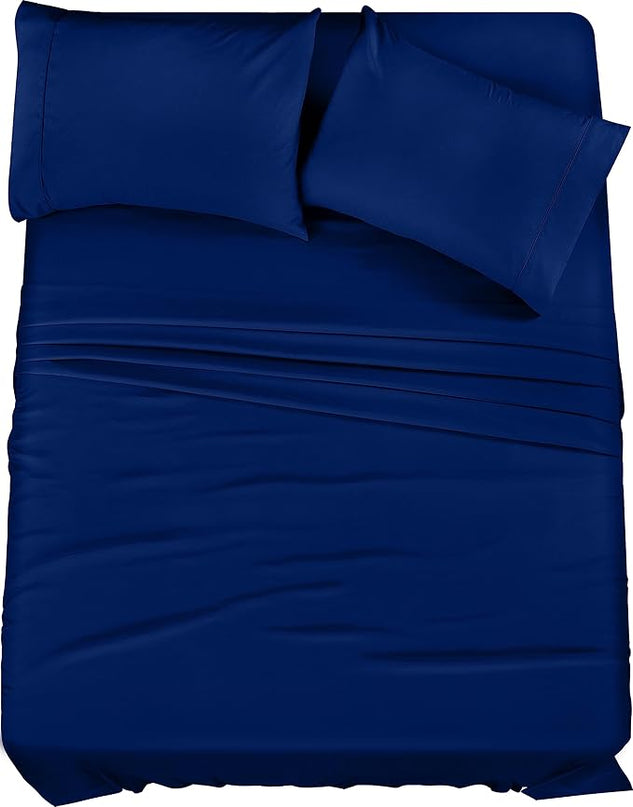 Utopia Bedding King Bed Sheets Set - 4 Piece Bedding - Brushed Microfiber - Shrinkage and Fade Resistant - Easy Care (King, Royal Blue) - LeafyLoom