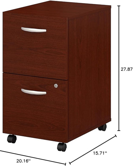 Bush Business Furniture Series C 2 Drawer Rolling File Cabinet in Mahogany - Assembled, Mobile Document Storage for Home or Professional Office - LeafyLoom