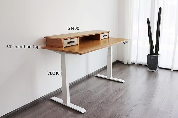 VWINDESK 60 x 30 x 1 Inch 100% Solid Bamboo Desk Table Top Only,for Standing Desk Home Office Desk with 60mm grommets(Right Angle) - LeafyLoom
