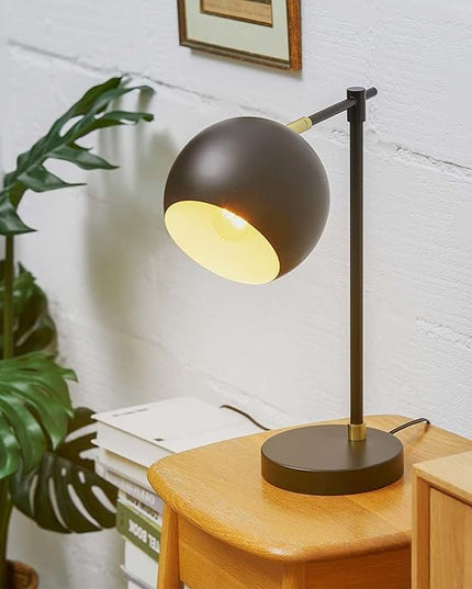 Globe Electric Novogratz x 65785 Charlotte 18" Table Lamp, Matte Black, Brass Accents - LeafyLoom