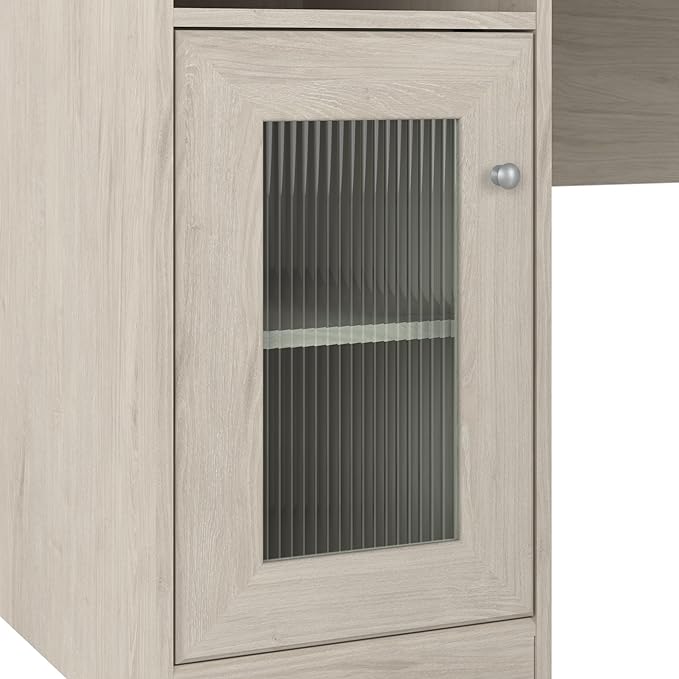 Bush Furniture Cabot 60W L Shaped Computer Desk with Storage in Linen White Oak - LeafyLoom