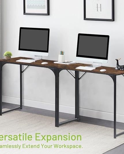 FurnitureR 31.5" Home Office Table Simple Style Computer Desk Laptop PC Writing Table Sturdy Metal Frames for Study Room, Rustic Brown - LeafyLoom
