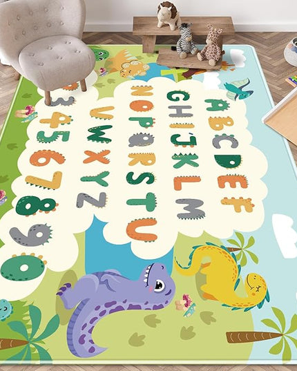 Kids Rug for Playroom,78.7 X 59 Inch Dinosaur Kids Play Mat ABC Classroom Rug,Non-Slip Cute Alphabet Rug Soft Kids Floor Mats Carpet,Toddler Baby Playroom Mat for Kids Room Classroom Playroom - LeafyLoom