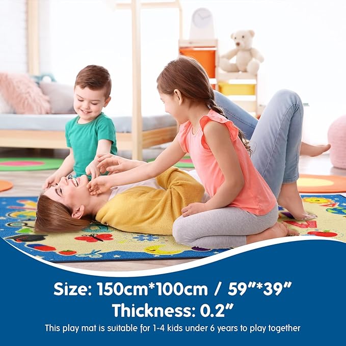 Booooom Jackson Vibrant Classroom Rug Alphabet Rug for Kids Learning and Play,ABC Rug for Kids Room Playroom Nursery,Reading Rug,Baby Toddlers Non Slip Kids Rug,Rainbow Rug,Colorful ABC Carpet Rug - LeafyLoom
