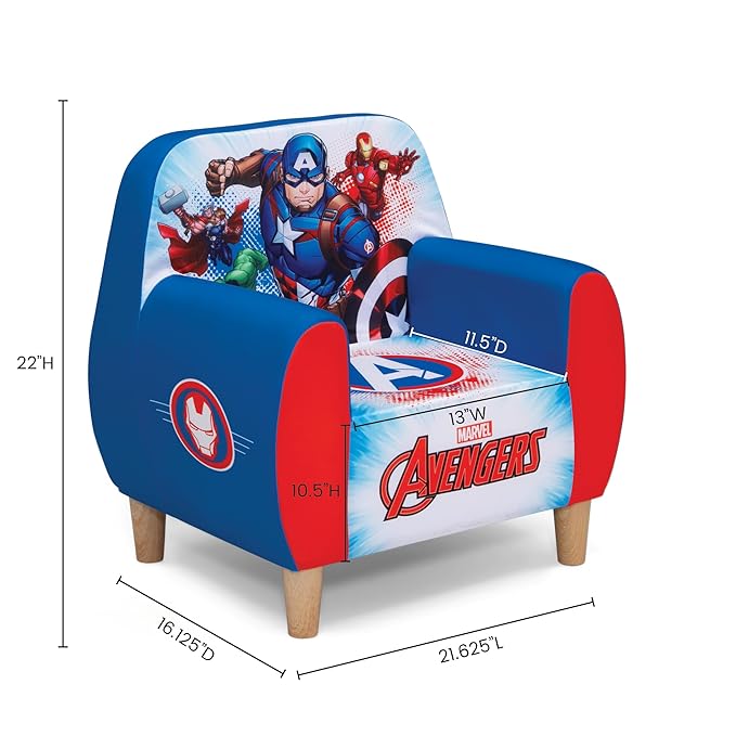 Delta Children Marvel Avengers Foam Chair for Kids, Blue - LeafyLoom