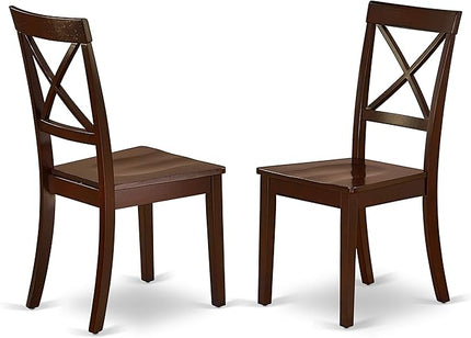 East West Furniture Antique 5 Piece Dinette Set for 4 Includes a Round Kitchen Table with Pedestal and 4 Dining Room Chairs, 36x36 Inch, ANBO5-MAH-W - LeafyLoom