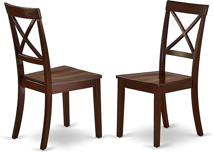 East West Furniture Antique 5 Piece Dinette Set for 4 Includes a Round Kitchen Table with Pedestal and 4 Dining Room Chairs, 36x36 Inch, ANBO5-MAH-W - LeafyLoom
