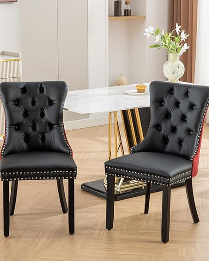 NicBex Haerin-SD-00108-LWJ Dining Chairs, 25.5"x19.7"x37.5", Black and Burgundy - LeafyLoom