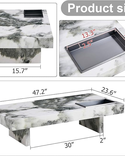 NicBex 47.2Inch Rectangular Dining Table,Minimalist Kitchen Table with Black and White Patterns Tabletop for 4 to 6,Modern Coffee Table,Dining Room Table for Kitchen,Small Space and Living Room,White - LeafyLoom