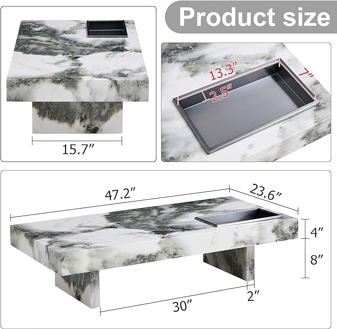 NicBex 47.2Inch Rectangular Dining Table,Minimalist Kitchen Table with Black and White Patterns Tabletop for 4 to 6,Modern Coffee Table,Dining Room Table for Kitchen,Small Space and Living Room,White - LeafyLoom