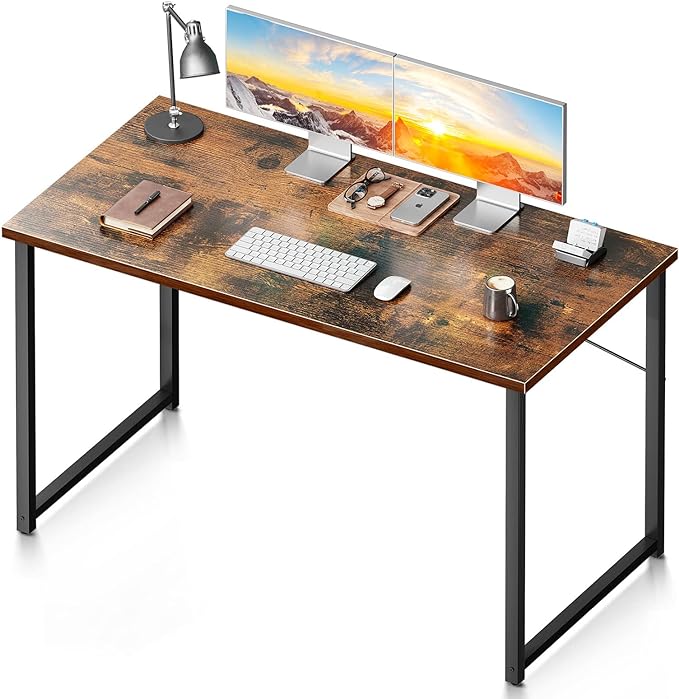 Coleshome 48 Inch Computer Desk, Modern Simple Style Desk for Home Office, Study Student Writing Desk, Vintage - LeafyLoom