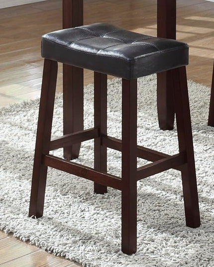 NicBex Small Dining Table for 2 Corner Dining Table Set 3-Piece Counter Height Glossy Print Marble Breakfast Table with Stools for Small Space, Apartment, Living Room, Espresso - LeafyLoom