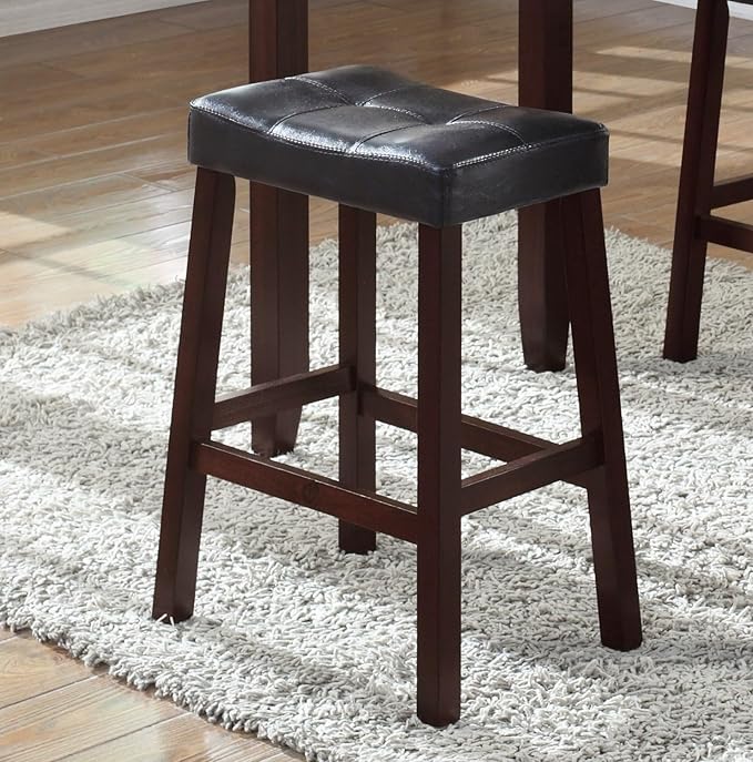 NicBex Small Dining Table for 2 Corner Dining Table Set 3-Piece Counter Height Glossy Print Marble Breakfast Table with Stools for Small Space, Apartment, Living Room, Espresso - LeafyLoom