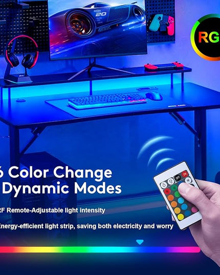 GTRACING GTP210-RGB Gaming desk, 55 inch, RGB - LeafyLoom