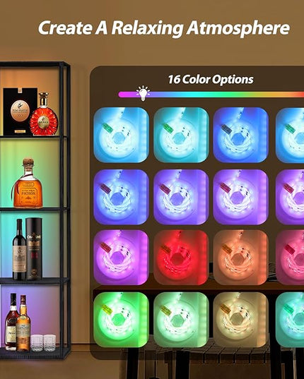 Corner Floor Shelf Light Dispaly: 5 Tiers Tall Corner Shelf Display Case Cabinet - Dimmable LED Corner Shelf with Light,Display Shelf Corner Shelves with Light - LeafyLoom