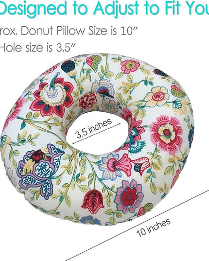 Piercing Pillow Ear Pillows Floral Print Donut with Hole for Ear Pain CNH, Piercing, Pain Relief Sleeping, Pressure Sore, Side Sleepers, Headphones (Sunflower) - LeafyLoom