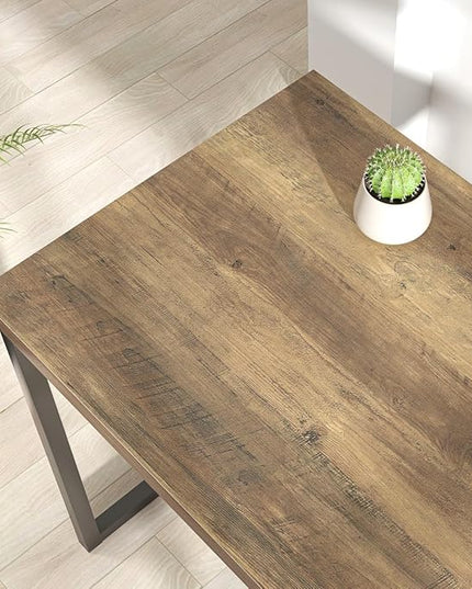 FOLUBAN Modern Computer Desk, Rustic Wood and Metal Writing Desk, Vintage PC Table for Home Office, Oak 55 inch - LeafyLoom