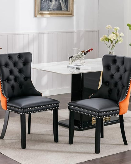 NicBex Haerin-SD-00105-LWJ Dining Chairs, 25.5"x19.7"x37.5", Black and Orange - LeafyLoom