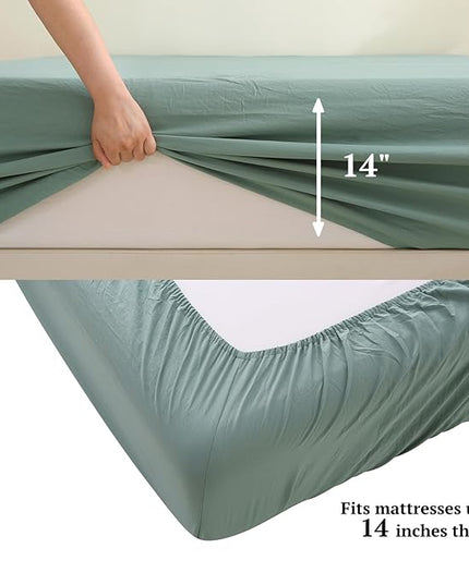 MILDLY Full Size Comforter Set 7 Piece Color Clash, Khaki Bed in a Bag, All Season Bedding Sets with 1 Comforter, 2 Pillow Shams, 2 Pillowcases, 1 Flat Sheet, 1 Fitted Sheet - LeafyLoom