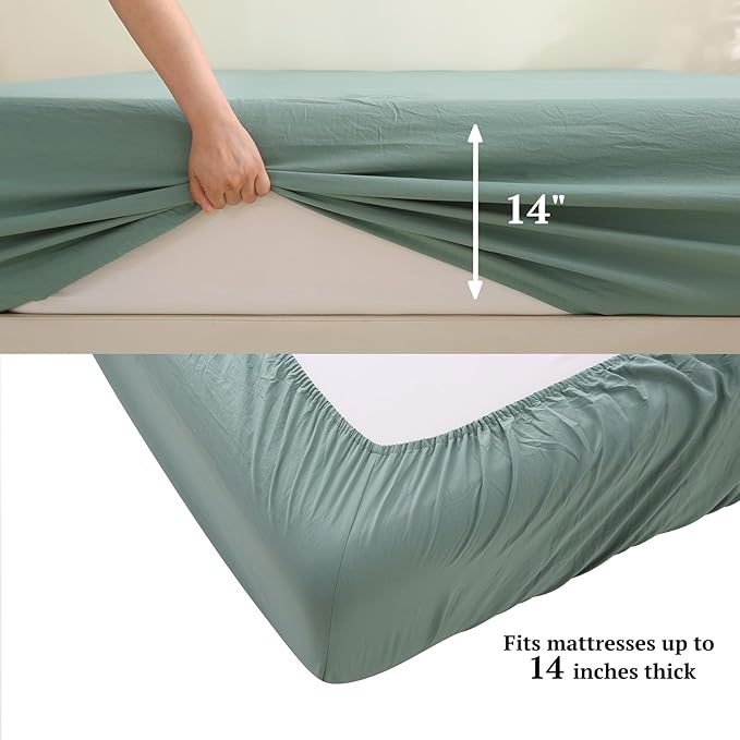 MILDLY Full Size Comforter Set 7 Piece Color Clash, Khaki Bed in a Bag, All Season Bedding Sets with 1 Comforter, 2 Pillow Shams, 2 Pillowcases, 1 Flat Sheet, 1 Fitted Sheet - LeafyLoom